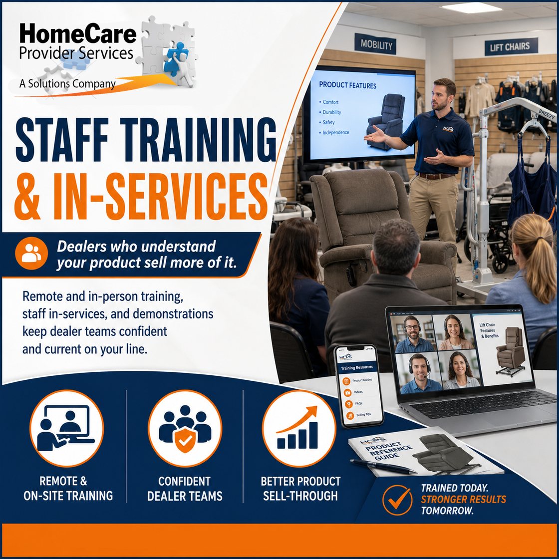 Staff Training & In-Services — HCPS training a dealer team on a product line